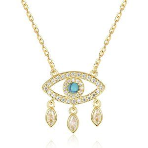 Women Sterling Silver Ojo Turco Protection Unique Necklace